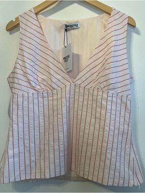Princess Polly Pink & White Striped Plunge Cami Top
